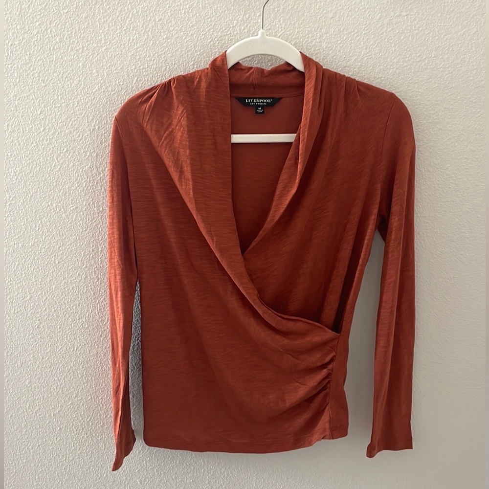 Liverpool Los Angeles Burnt Orange Knit Top